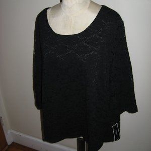 NWT ALFANI Woman rich black lace blouse